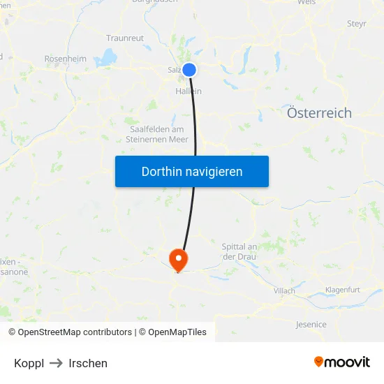 Koppl to Irschen map
