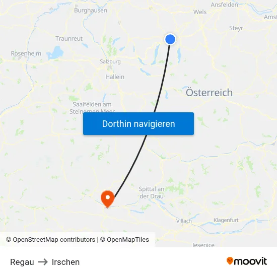 Regau to Irschen map