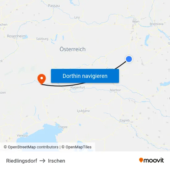 Riedlingsdorf to Irschen map