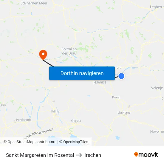Sankt Margareten Im Rosental to Irschen map