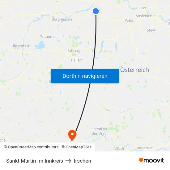 Sankt Martin Im Innkreis to Irschen map