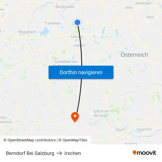 Berndorf Bei Salzburg to Irschen map