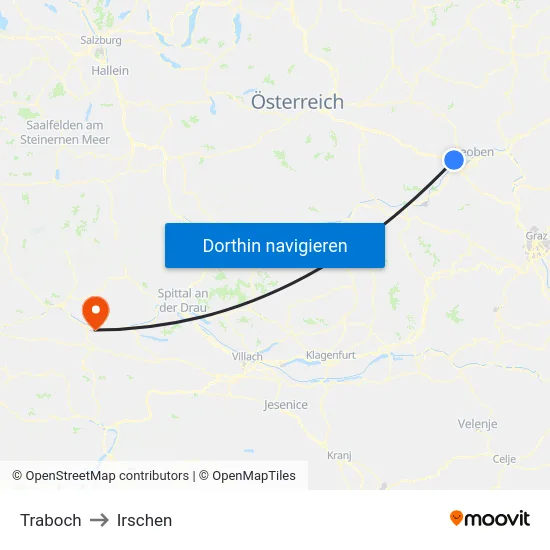 Traboch to Irschen map