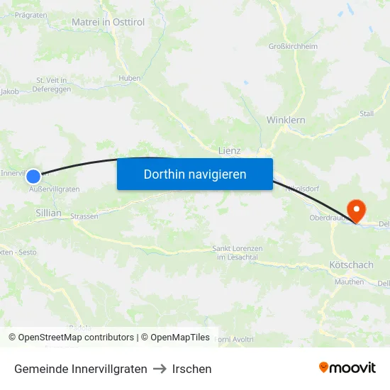 Gemeinde Innervillgraten to Irschen map