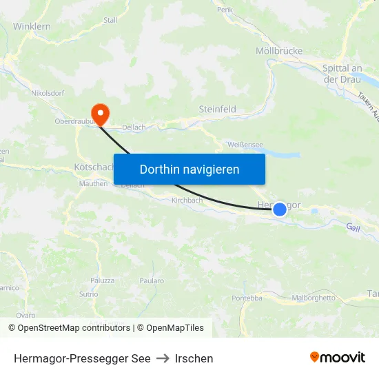 Hermagor-Pressegger See to Irschen map