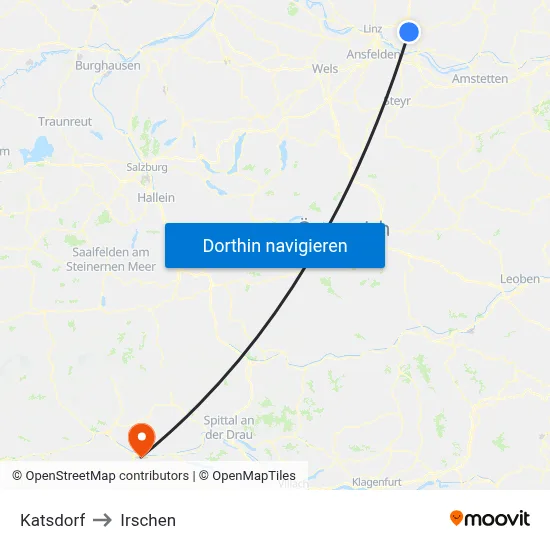 Katsdorf to Irschen map