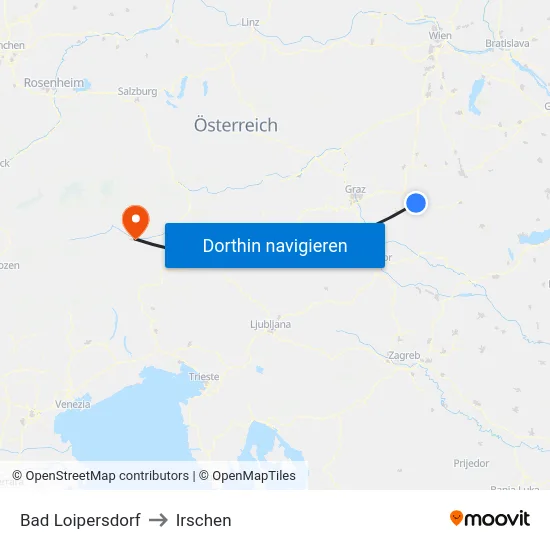 Bad Loipersdorf to Irschen map