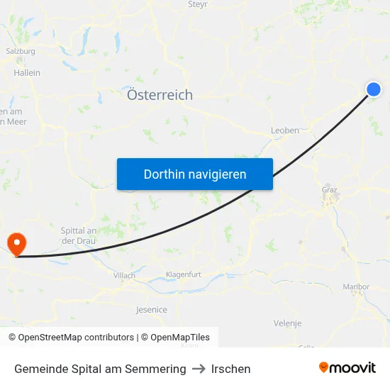 Gemeinde Spital am Semmering to Irschen map