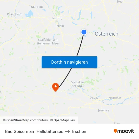 Bad Goisern am Hallstättersee to Irschen map