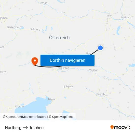 Hartberg to Irschen map