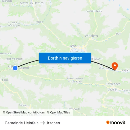 Gemeinde Heinfels to Irschen map