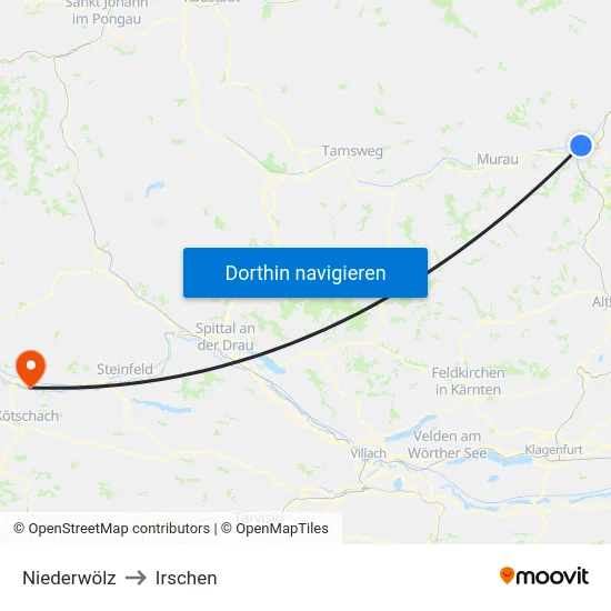 Niederwölz to Irschen map