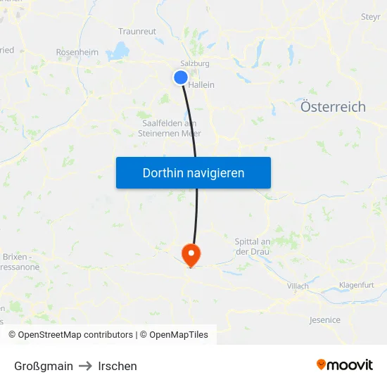 Großgmain to Irschen map