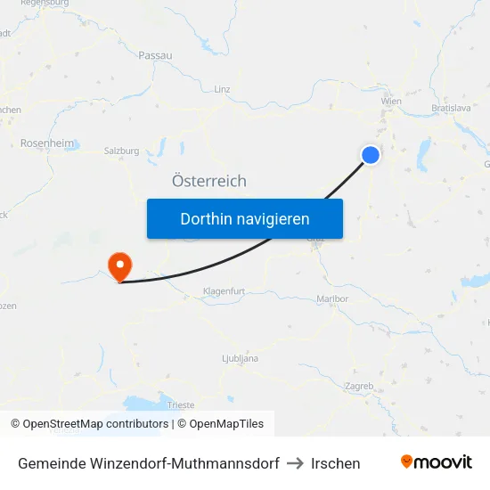 Gemeinde Winzendorf-Muthmannsdorf to Irschen map