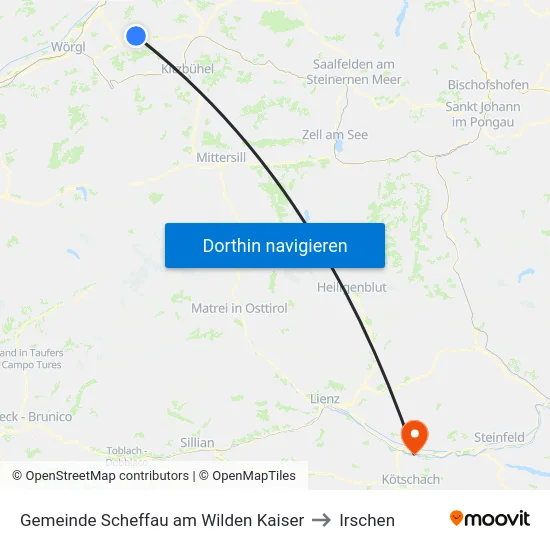 Gemeinde Scheffau am Wilden Kaiser to Irschen map