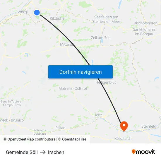 Gemeinde Söll to Irschen map