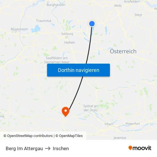 Berg Im Attergau to Irschen map