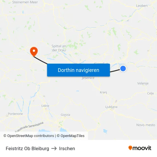 Feistritz Ob Bleiburg to Irschen map