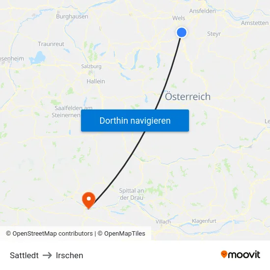 Sattledt to Irschen map