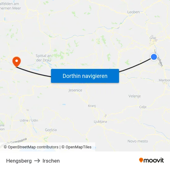 Hengsberg to Irschen map