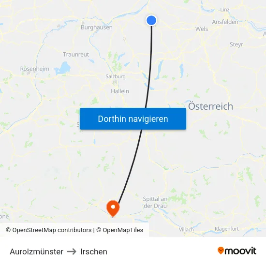 Aurolzmünster to Irschen map