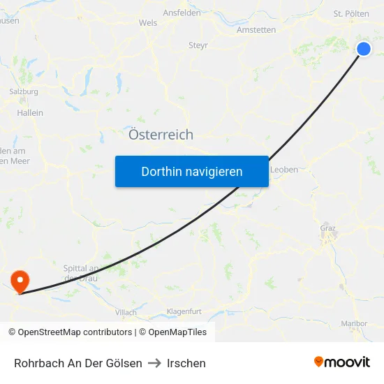 Rohrbach An Der Gölsen to Irschen map