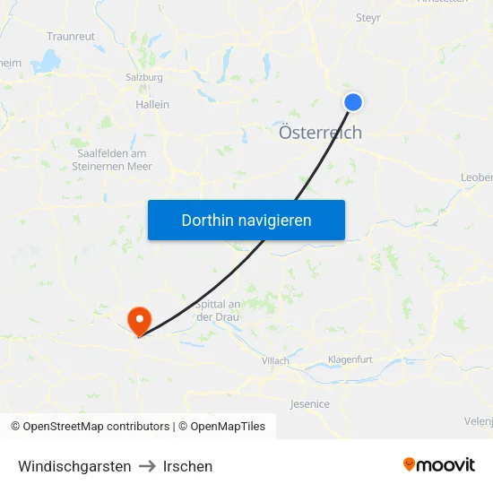 Windischgarsten to Irschen map