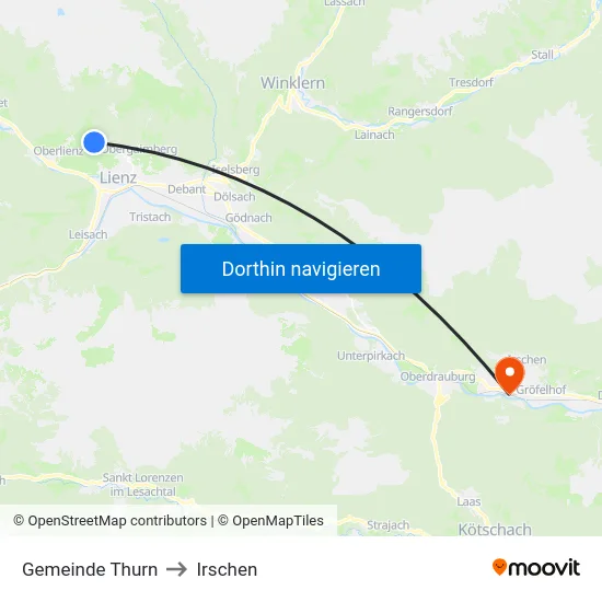 Gemeinde Thurn to Irschen map