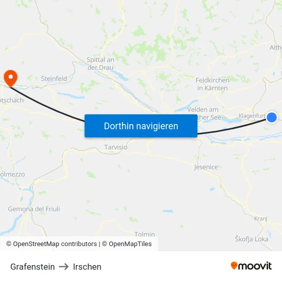 Grafenstein to Irschen map