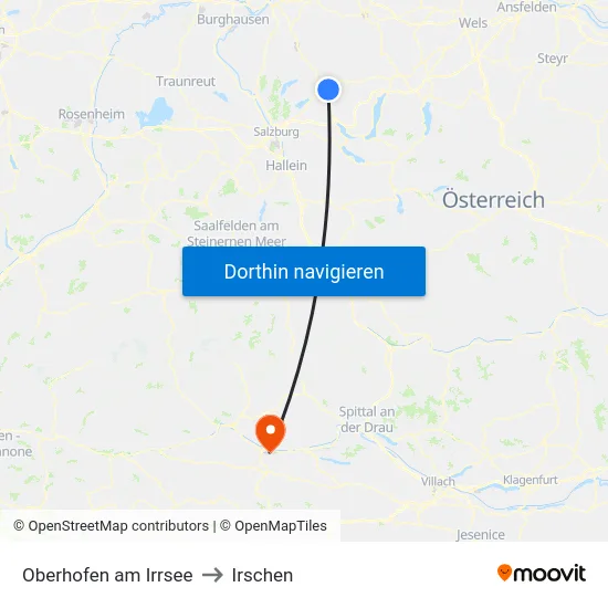 Oberhofen am Irrsee to Irschen map