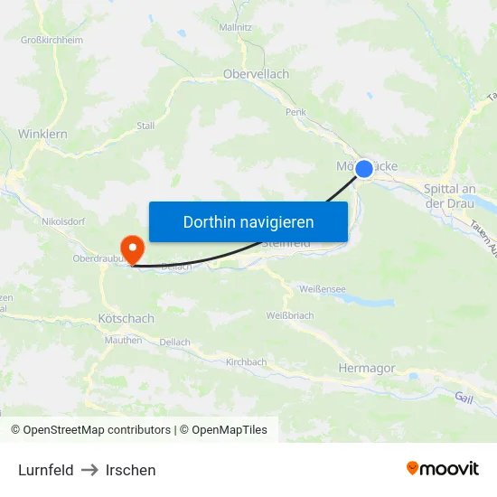 Lurnfeld to Irschen map