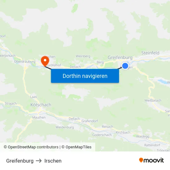 Greifenburg to Irschen map