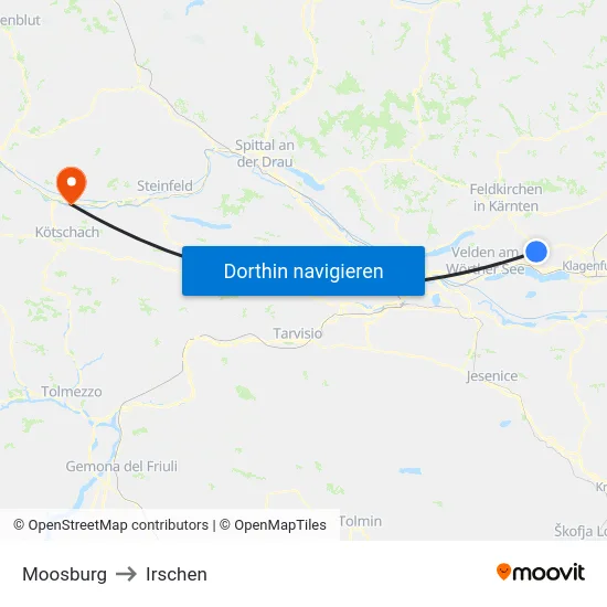 Moosburg to Irschen map