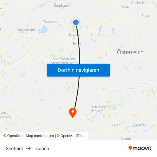 Seeham to Irschen map