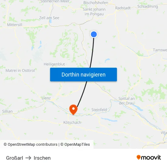 Großarl to Irschen map