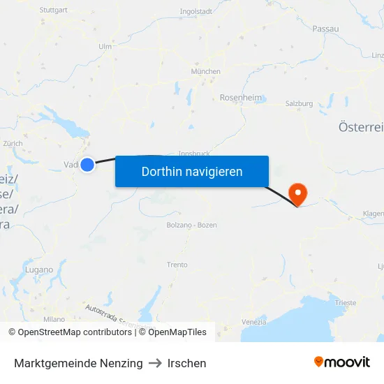 Marktgemeinde Nenzing to Irschen map