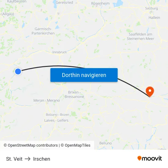 St. Veit to Irschen map