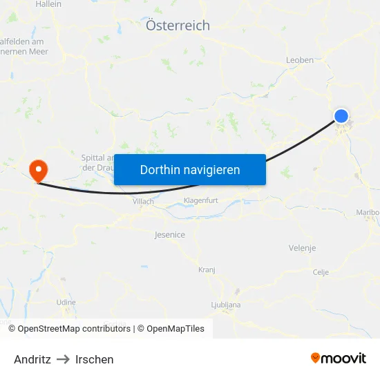 Andritz to Irschen map