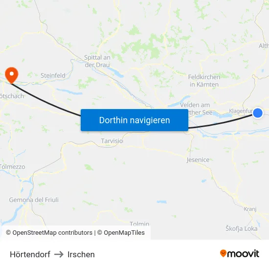 Hörtendorf to Irschen map