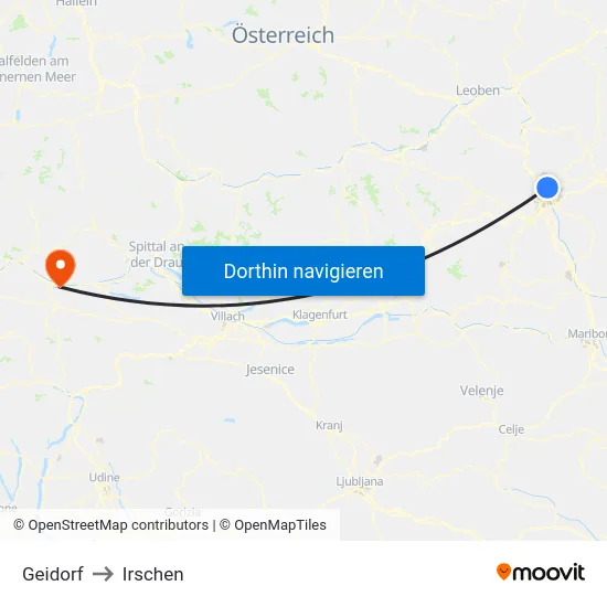 Geidorf to Irschen map