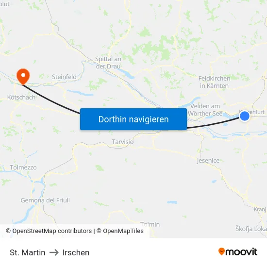 St. Martin to Irschen map