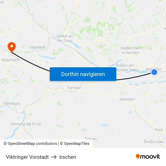 Viktringer Vorstadt to Irschen map