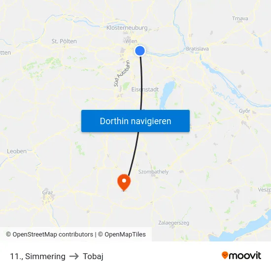 11., Simmering to Tobaj map