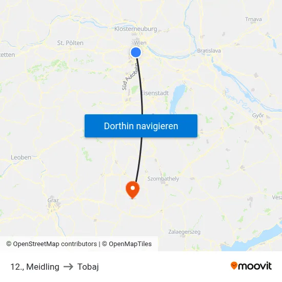 12., Meidling to Tobaj map