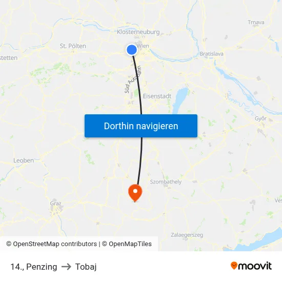 14., Penzing to Tobaj map