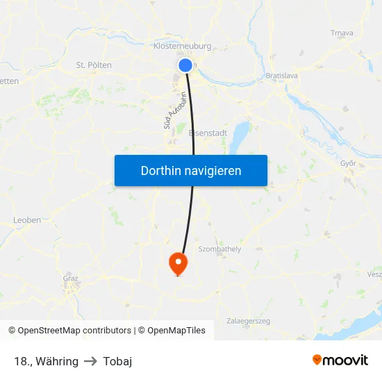 18., Währing to Tobaj map