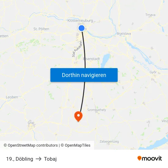 19., Döbling to Tobaj map
