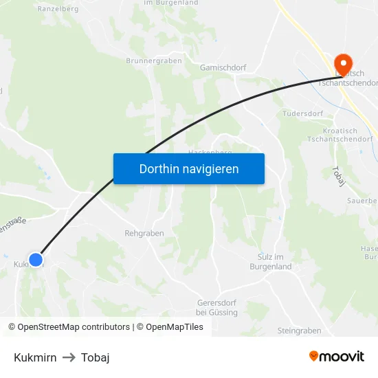 Kukmirn to Tobaj map