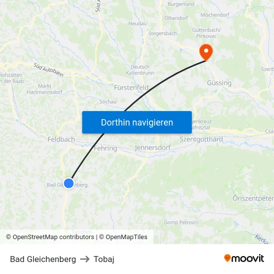 Bad Gleichenberg to Tobaj map