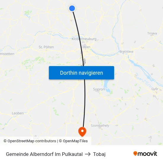 Gemeinde Alberndorf Im Pulkautal to Tobaj map